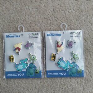 New (2) 5 Pack CROCS x Disney Pixar Monsters Inc. Jibbitz Charms Set